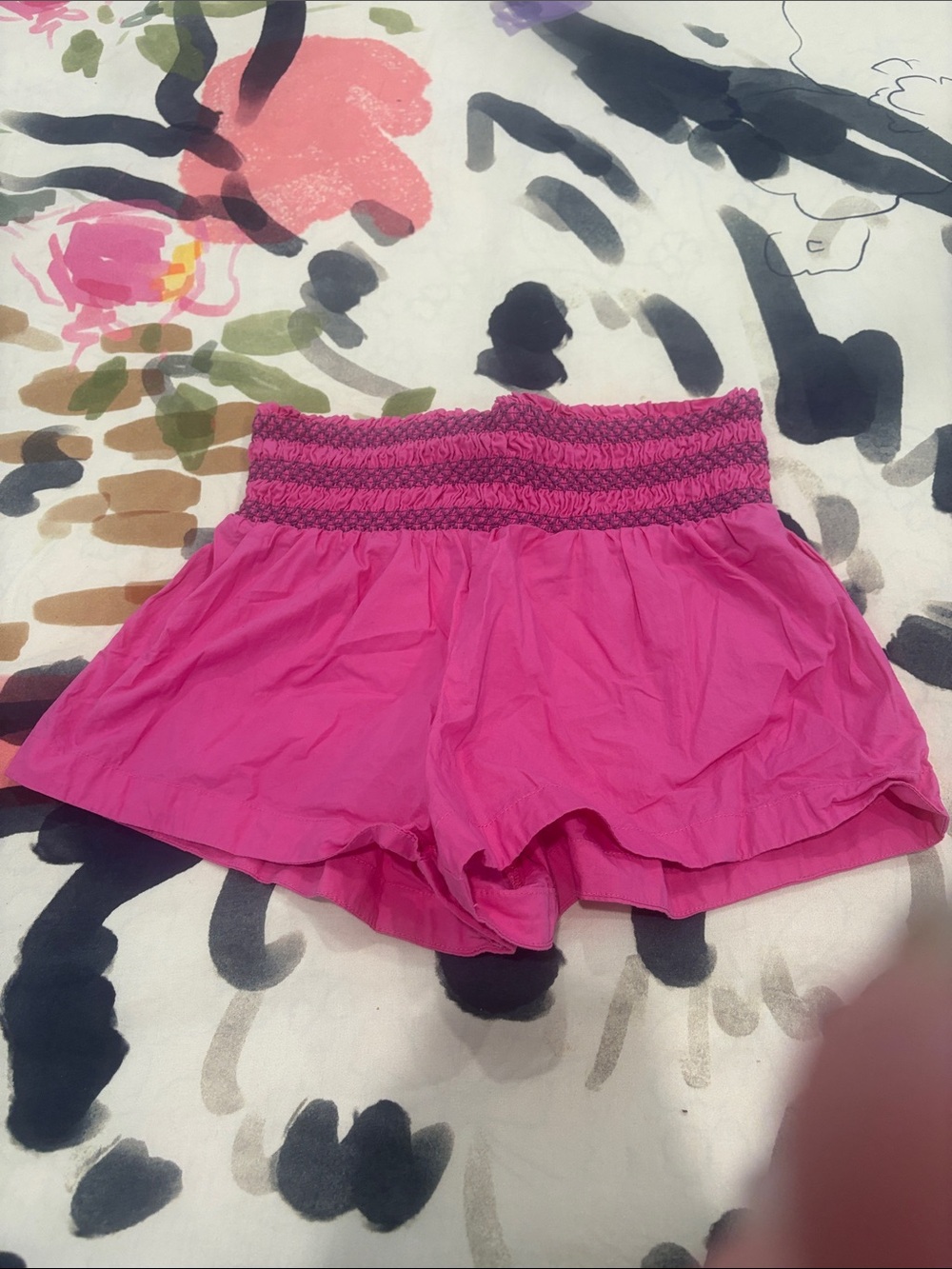 High-Waist Smocked Pink Women's Shorts